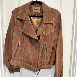 Blanc NYC Faux Suede Moto Jacket Brown 1X